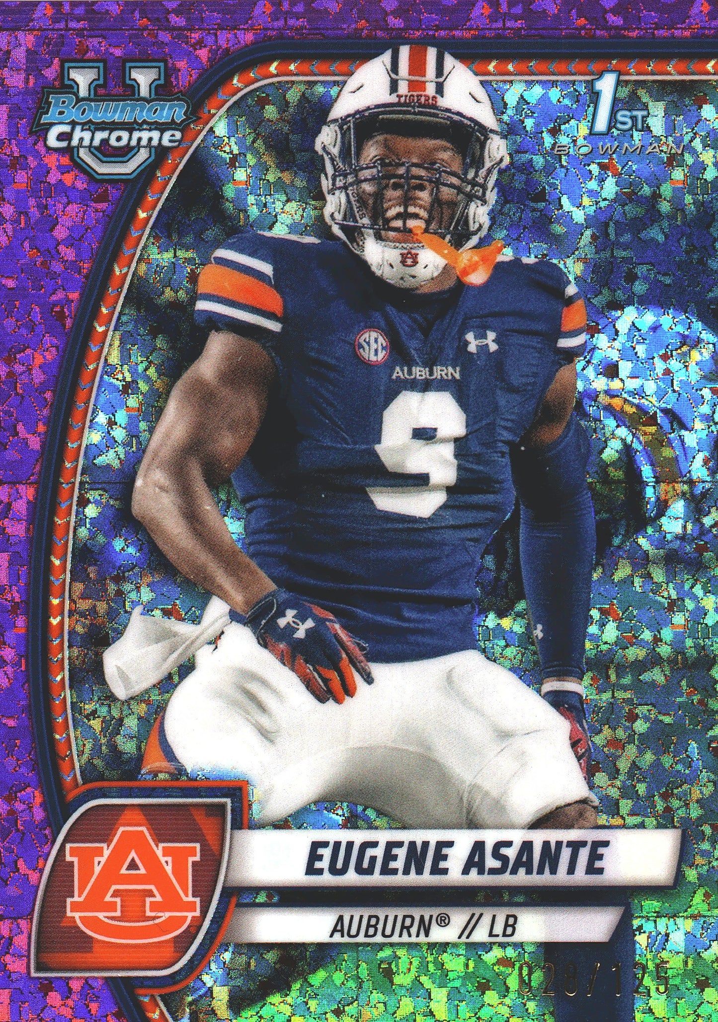2024 Topps Bowman U Chrome Pink Mini Diamond /125 Eugene Asante #73 Auburn Tigers
