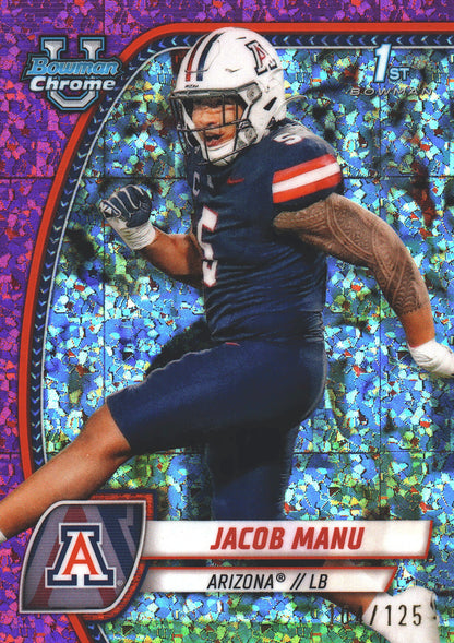 2024 Topps Bowman U Chrome Pink Mini Diamond /125 Jacob Manu #81 Arizona Wildcats