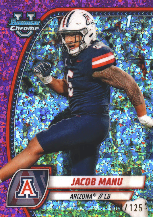 2024 Topps Bowman U Chrome Pink Mini Diamond /125 Jacob Manu #81 Arizona Wildcats