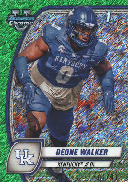 2024 Topps Bowman U Chrome Green Shimmer /99 Deone Walker #57 Kentucky Wildcats