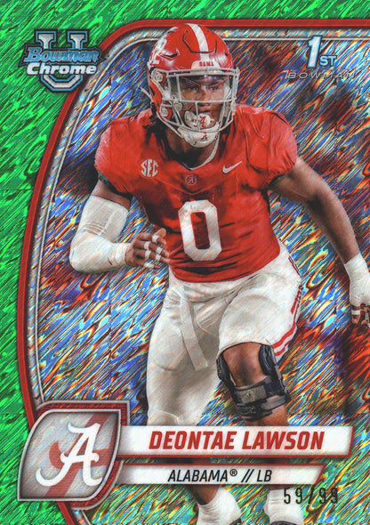 2024 Topps Bowman U Chrome Green Shimmer /99 Deontae Lawson #58 Alabama Crimson Tide