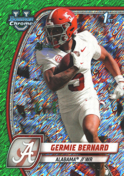 2024 Topps Bowman U Chrome Green Shimmer /99 Germie Bernard #156 Alabama Crimson Tide