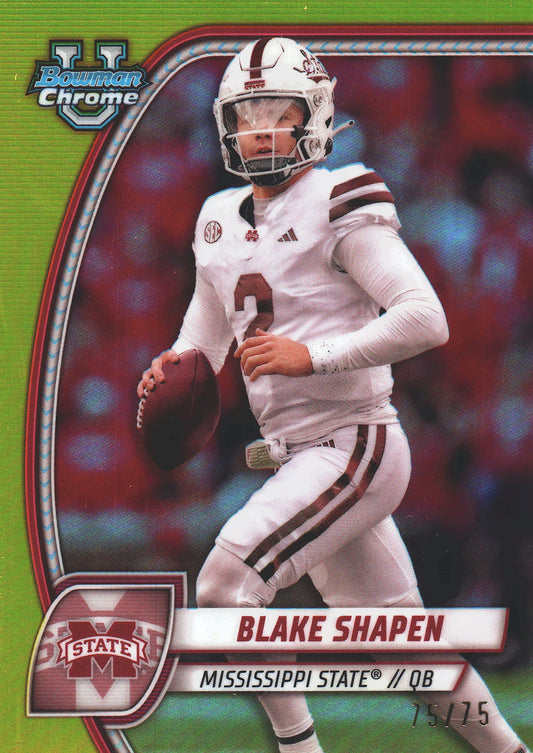 2024 Topps Bowman U Chrome Yellow /75 Blake Shapen #22 Mississippi State Bulldogs