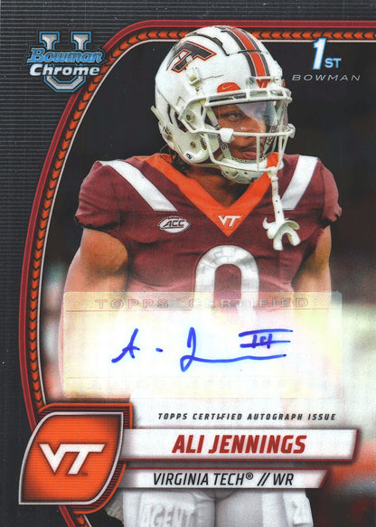 2024 Topps Bowman U Chrome Autograph Ali Jennings #PA-ALI Virginia Tech Hokies