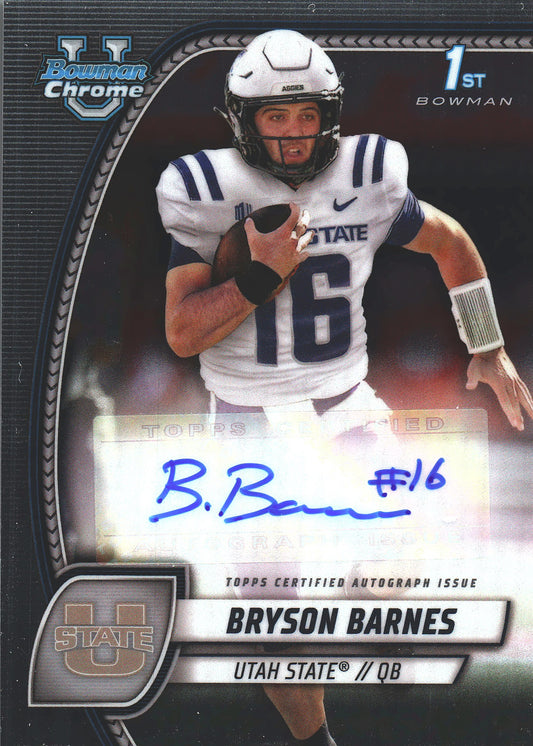 2024 Topps Bowman U Chrome Autograph Bryson Barnes #PA-BBA Utah State Aggies