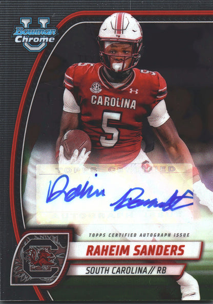 2024 Topps Bowman U Chrome Autograph Raheim Sanders #PA-RSA South Carolina Gamecocks