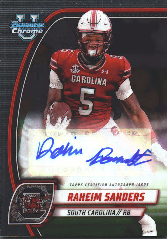 2024 Topps Bowman U Chrome Autograph Raheim Sanders #PA-RSA South Carolina Gamecocks