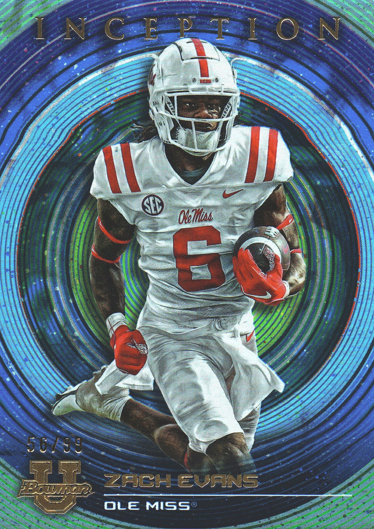 2023 Topps Bowman Inception Blue /99 Zach Evans #82 Ole Miss Rebels