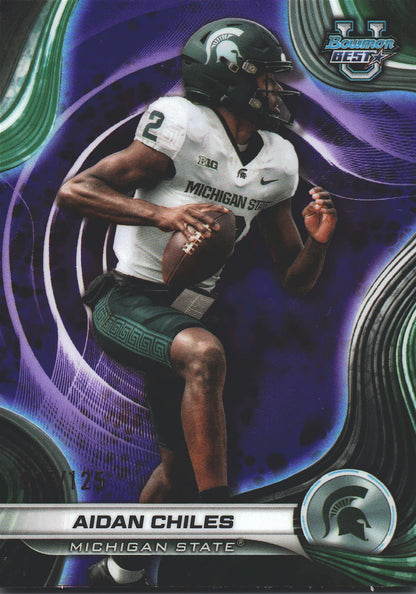 2024 Topps Bowman's Best Purple /125 Aidan Chiles #76 Michigan State Spartans