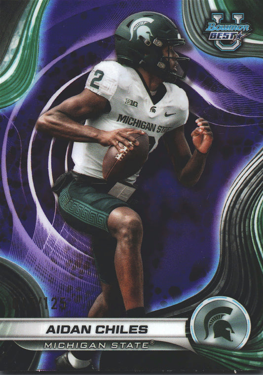 2024 Topps Bowman's Best Purple /125 Aidan Chiles #76 Michigan State Spartans