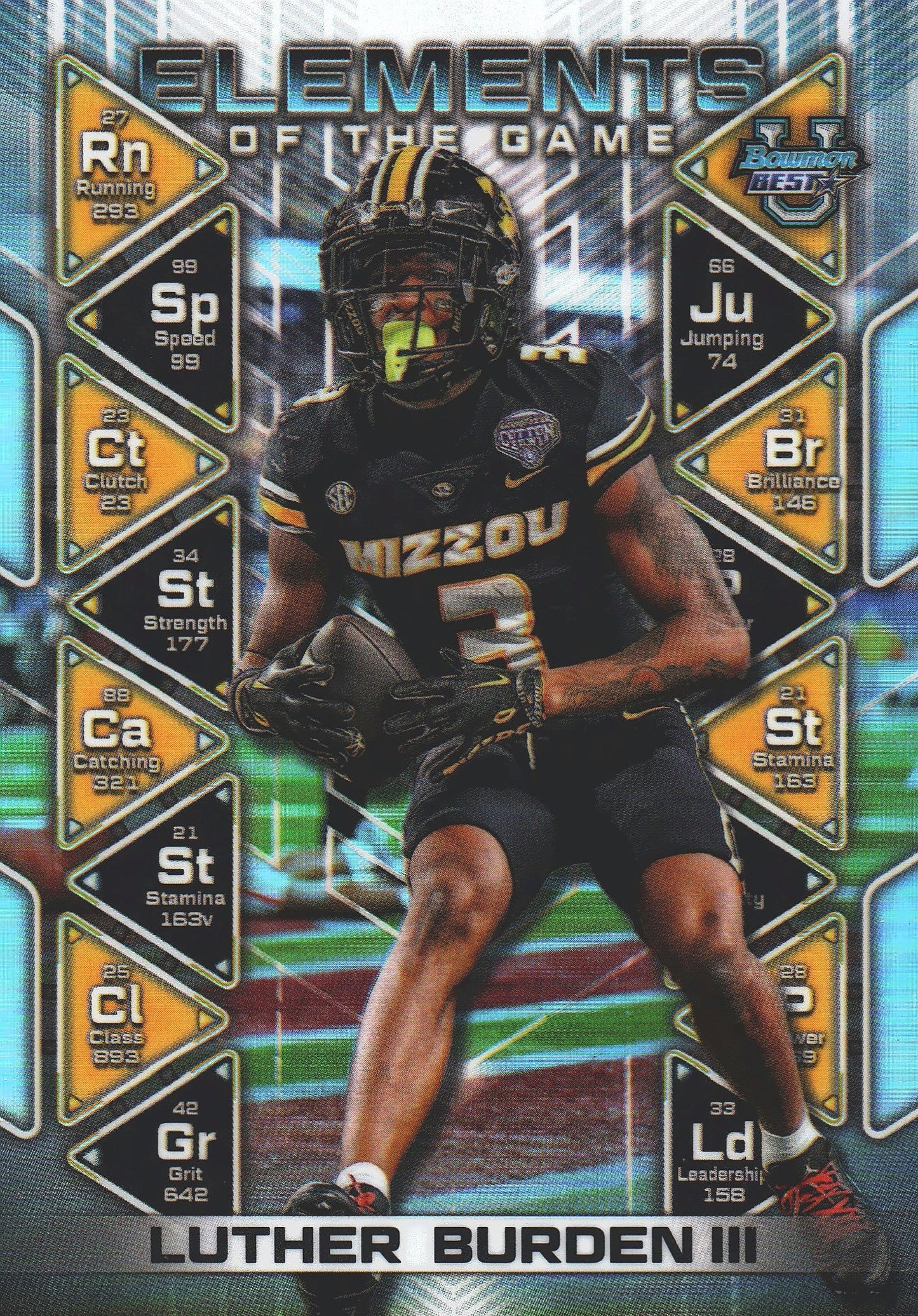 2024 Topps Bowman's Best Elements Luther Burden III #EG-1 Missouri Tigers