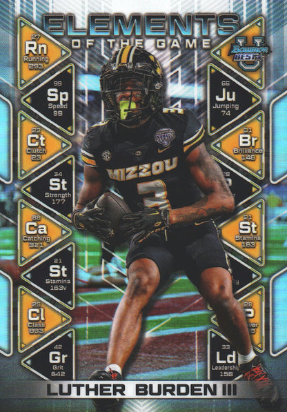 2024 Topps Bowman's Best Elements Luther Burden III #EG-1 Missouri Tigers