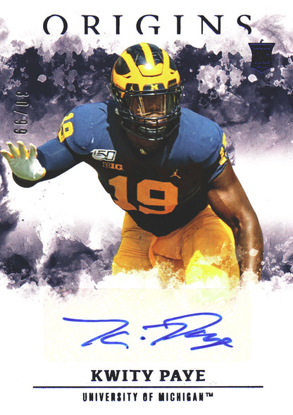 2021 Panini Origins Autograph /99 Kwity Paye #OA-KWP Michigan Wolverines