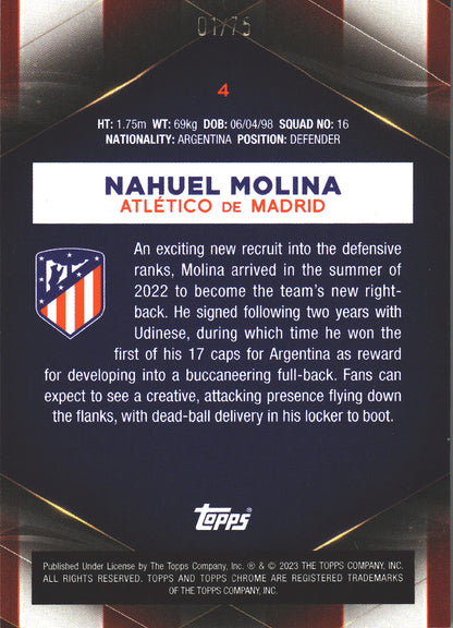 2022 Topps Chrome Set Nahuel Molina /75 #4 Atlético de Madrid