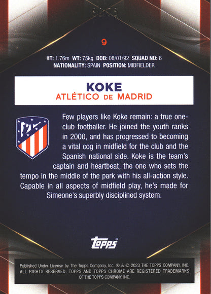 2022 Topps Chrome Set Koke /75 #9 Atlético de Madrid