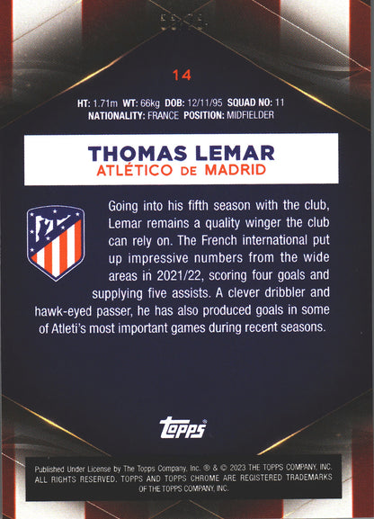 2022 Topps Chrome Set Thomas Lemar /75 #14 Atlético de Madrid