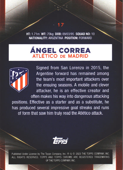 2022 Topps Chrome Set Ángel Correa /75 #17 Atlético de Madrid