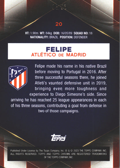2022 Topps Chrome Set Felipe Red /25 #20 Atlético de Madrid