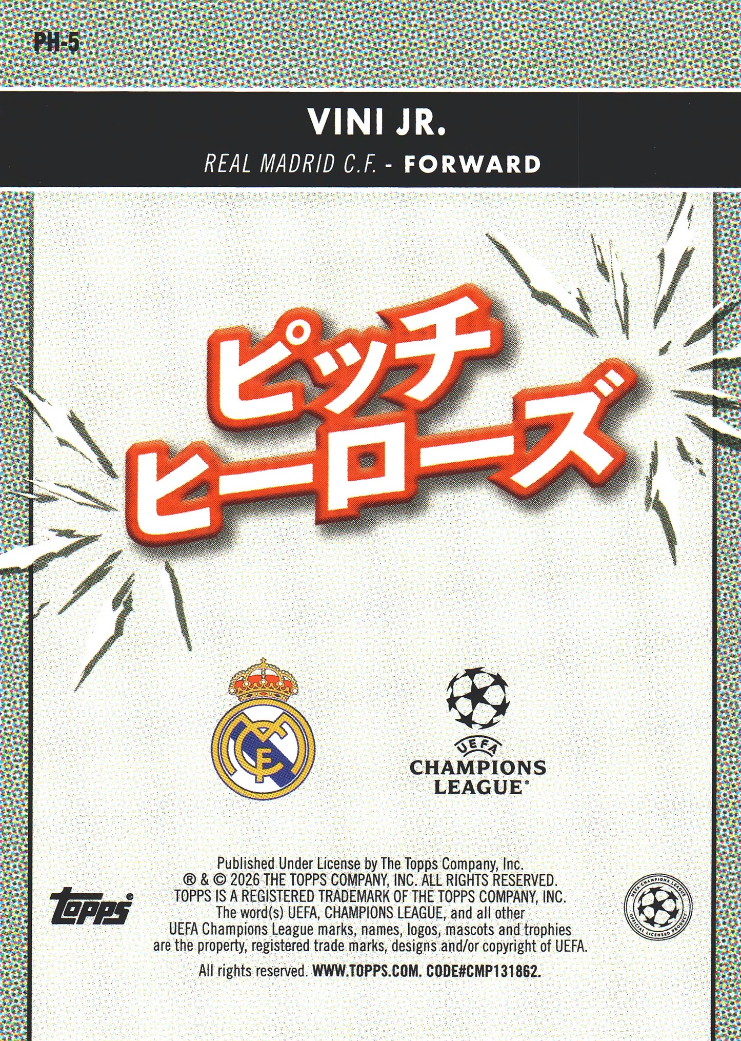 2025 Topps Flagship UCC Japan Pitch Heroes Vini Jr. #PH-5 Real Madrid