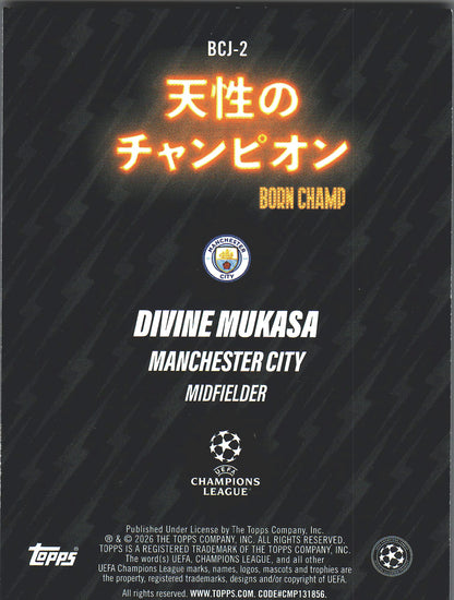 2025 Topps Flagship UCC Japan Sunflowers BCJ Divine Mukasa #BCJ-2 Manchester City