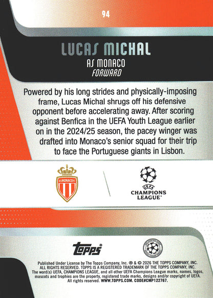 2025 Topps Flagship UCC Japan Sunflowers Lucas Michal RC #94 AS Monaco
