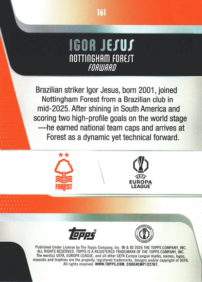 2025 Topps Flagship UCC Japan Sunflowers Igor Jesus RC #161 Nottingham Forest