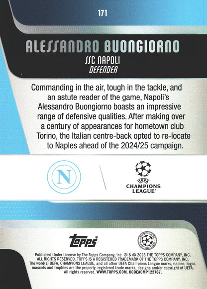 2025 Topps Flagship UCC Japan Blue Sunflowers /150 Alessandro Buongiorno #171 SSC Napoli