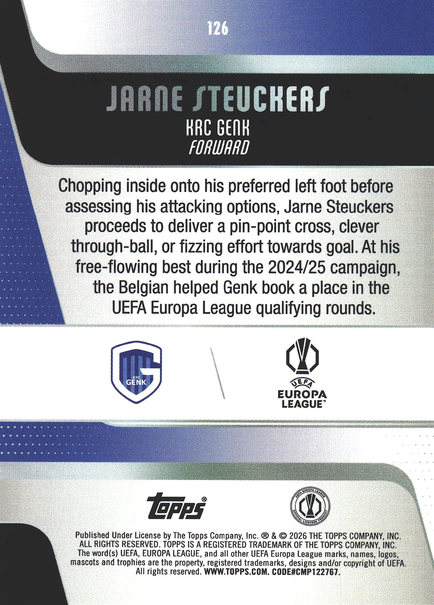 2025 Topps Flagship UCC Japan Green Sunflowers /99 Jarne Steuckers #126 KRC Genk
