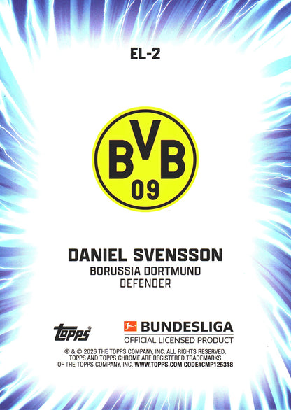 2025 Topps Chrome Bundesliga Electrified Daniel Svensson #EL-2 Borussia Dortmund