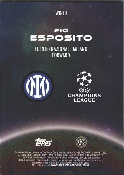 2025 Topps Chrome UCC Wonderkids Pio Esposito #WK-10 Inter Milan