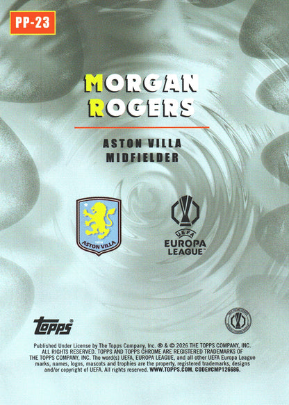 2025 Topps Chrome UCC Power Players Morgan Rogers #PP-23 Aston Villa