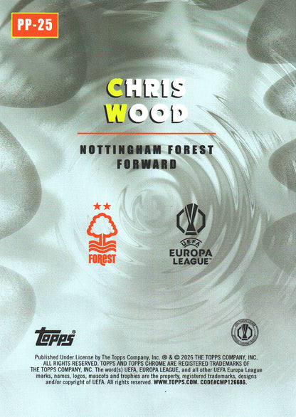 2025 Topps Chrome UCC Power Players Chris Wood #PP-25 Nottingham Forest