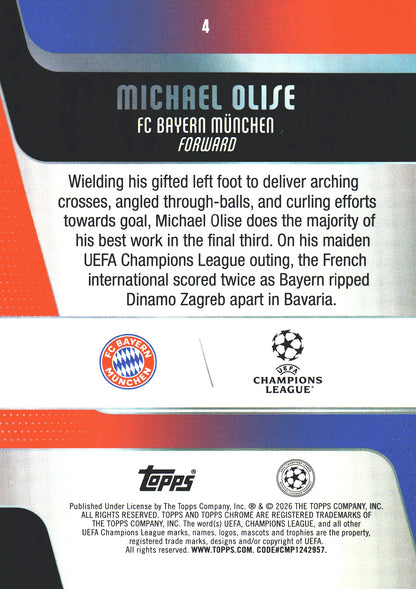 2025 Topps Chrome UCC Prism Michael Olise #4 Bayern Munich