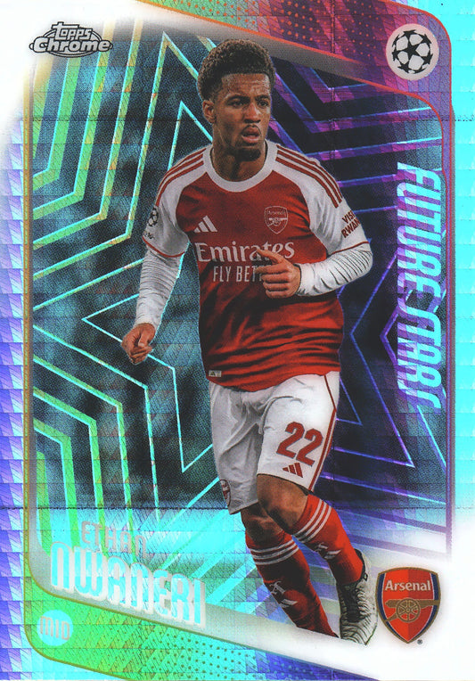 2025 Topps Chrome UCC Prism Ethan Nwaneri Future Stars #21 Arsenal FC