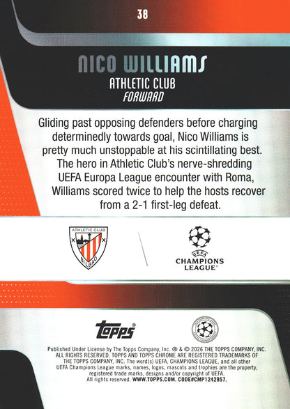 2025 Topps Chrome UCC Prism Nico Williams #38 Athletic Bilbao