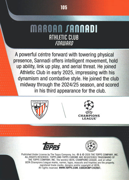 2025 Topps Chrome UCC Blue /150 Maroan Sannadi #105 Athletic Bilbao