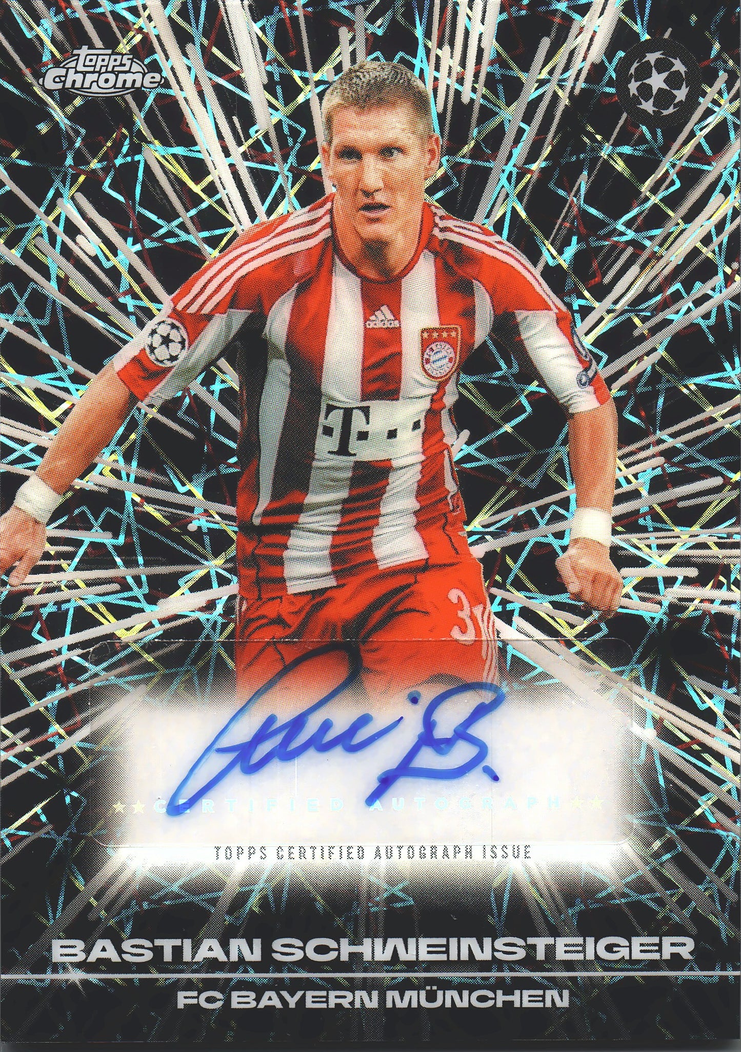 2025 Topps Chrome UCC Black Laser Autograph Bastian Schweinsteiger #BLA-BS Bayern Munich