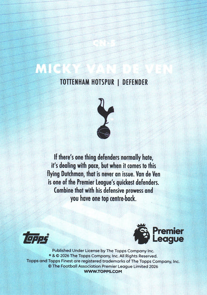 2025 Topps Finest Premier League Clean Micky van de Ven #CN-5 Tottenham Hotspur