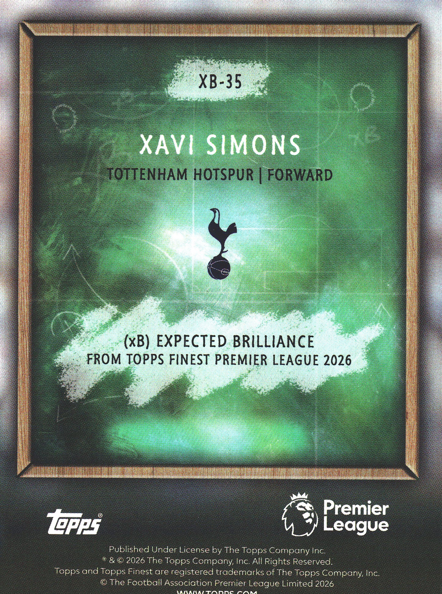 2025 Topps Finest Premier League Expected Brilliance Xavi Simons #XB-35 Tottenham Hotspur