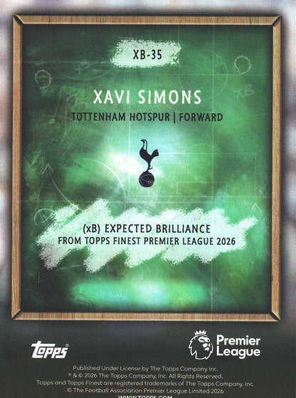 2025 Topps Finest Premier League Expected Brilliance Xavi Simons #XB-35 Tottenham Hotspur