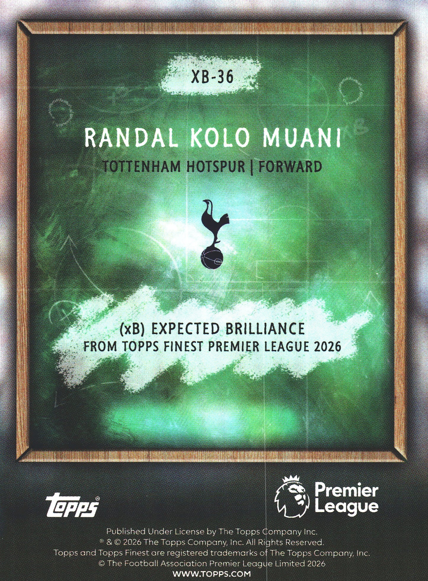 2025 Topps Finest Premier League Expected Brilliance Randal Kolo Muani #XB-36 Tottenham Hotspur