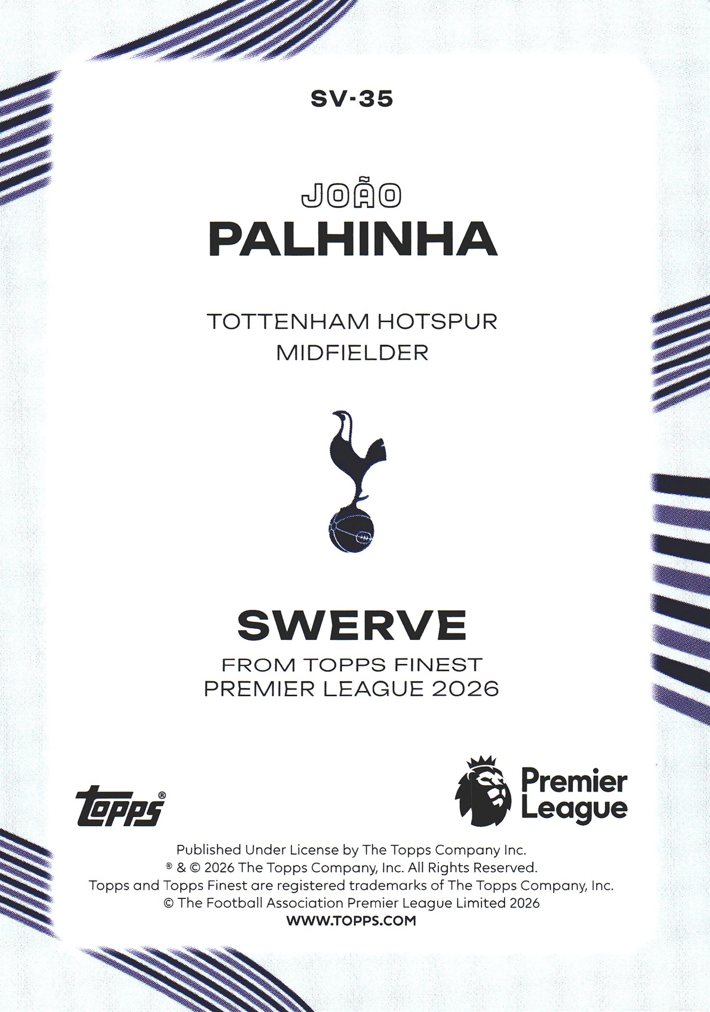 2025 Topps Finest Premier League Swerve João Palhinha #SV-35 Tottenham Hotspur