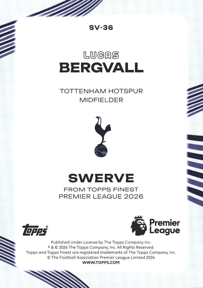 2025 Topps Finest Premier League Swerve Lucas Bergvall #SV-36 Tottenham Hotspur