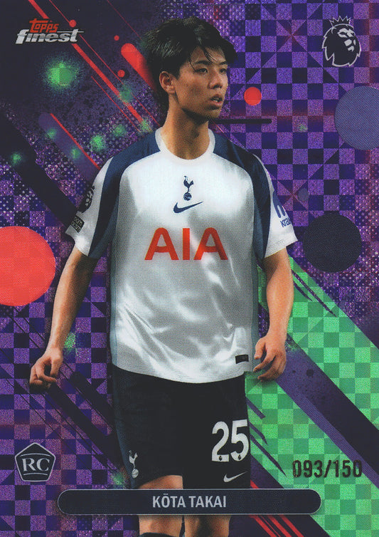 2025 Topps Finest Premier League Purple /150 Kota Takai RC #92 Tottenham Hotspur