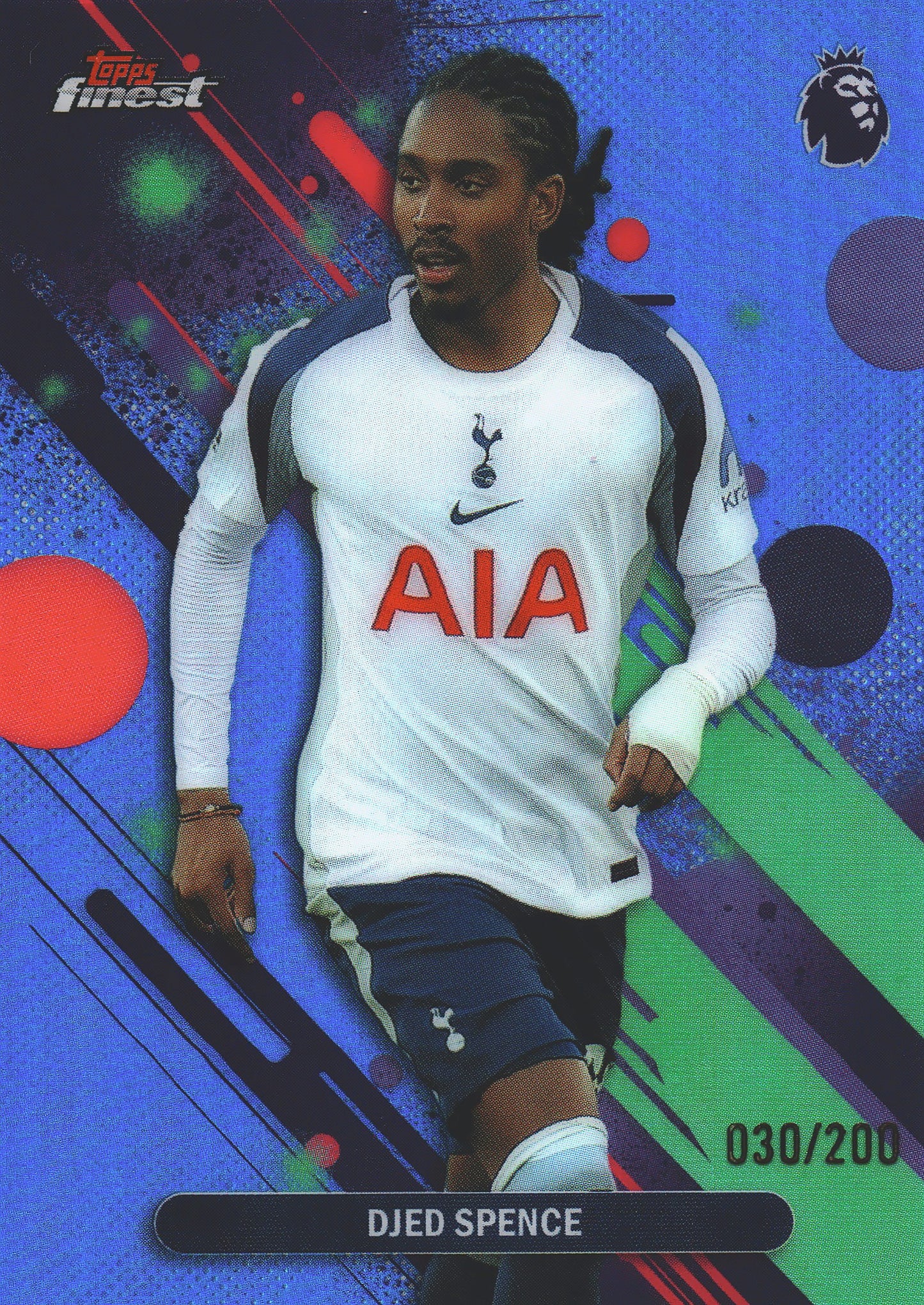2025 Topps Finest Premier League Blue /200 Djed Spence #89 Tottenham Hotspur
