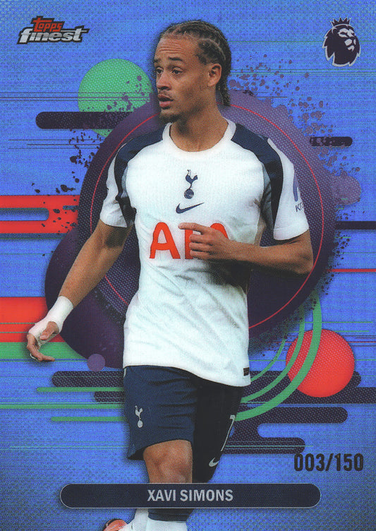 2025 Topps Finest Premier League Blue /150 Xavi Simons #188 Tottenham Hotspur