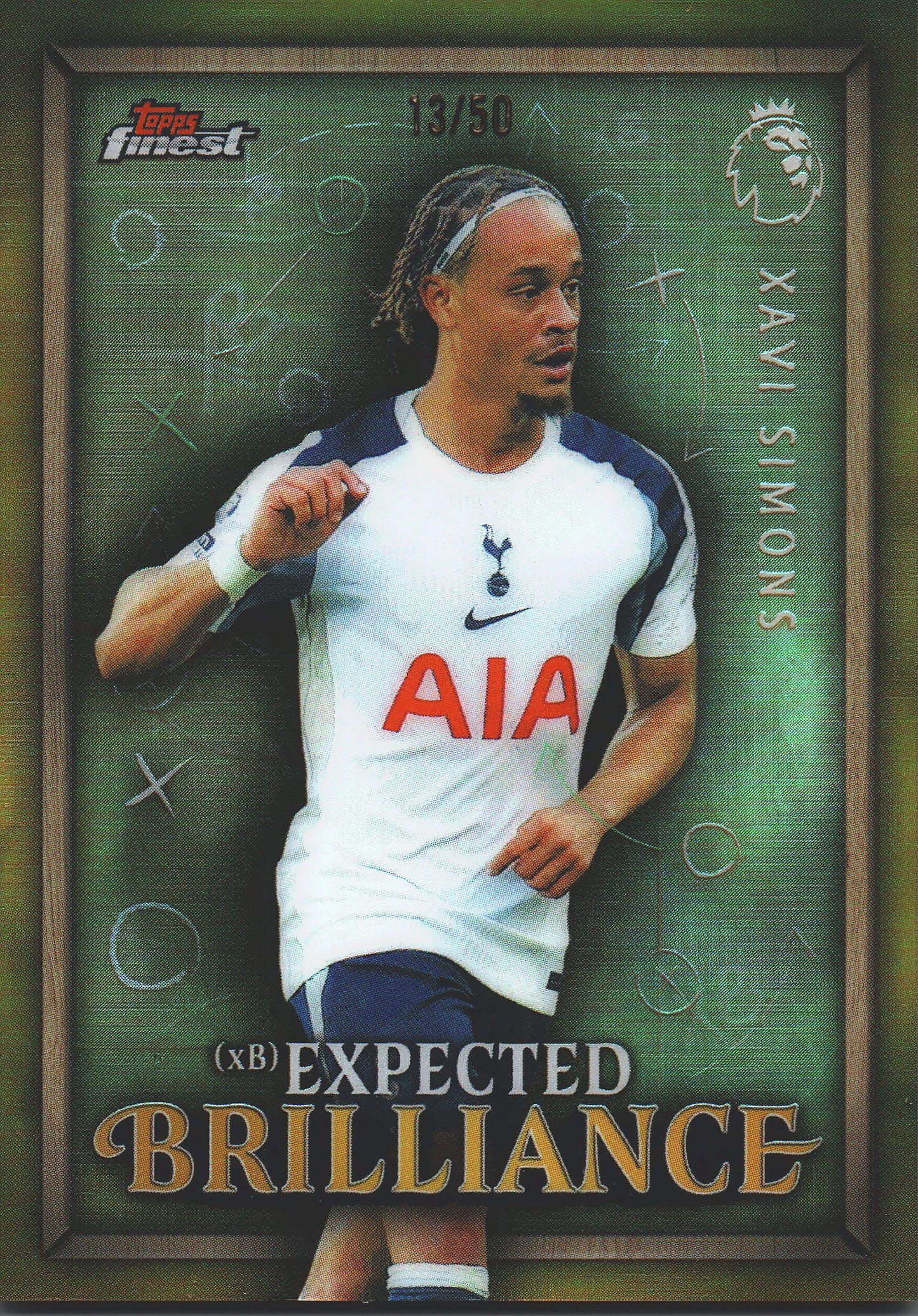 2025 Topps Finest Premier League Expected Brilliance Gold /50 Xavi Simons #XB-35 Tottenham Hotspur