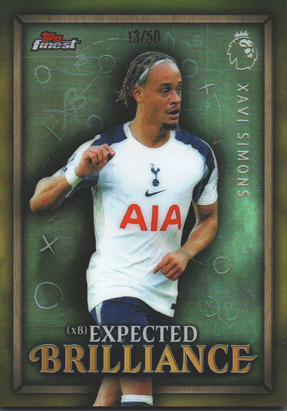 2025 Topps Finest Premier League Expected Brilliance Gold /50 Xavi Simons #XB-35 Tottenham Hotspur