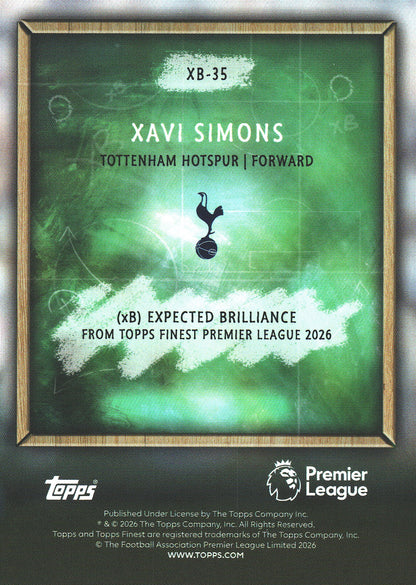2025 Topps Finest Premier League Expected Brilliance Gold /50 Xavi Simons #XB-35 Tottenham Hotspur