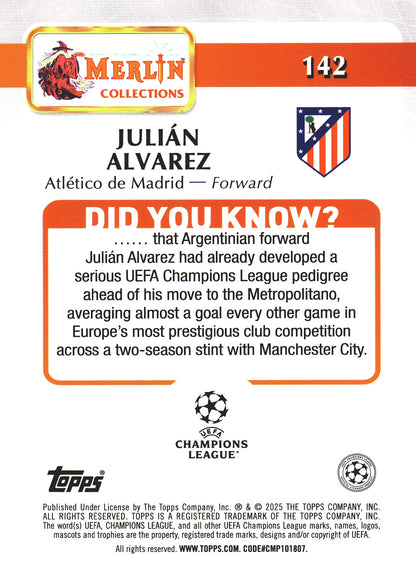 2024 Topps Chrome Merlin Mojo Julián Álvarez #142 Atlético de Madrid